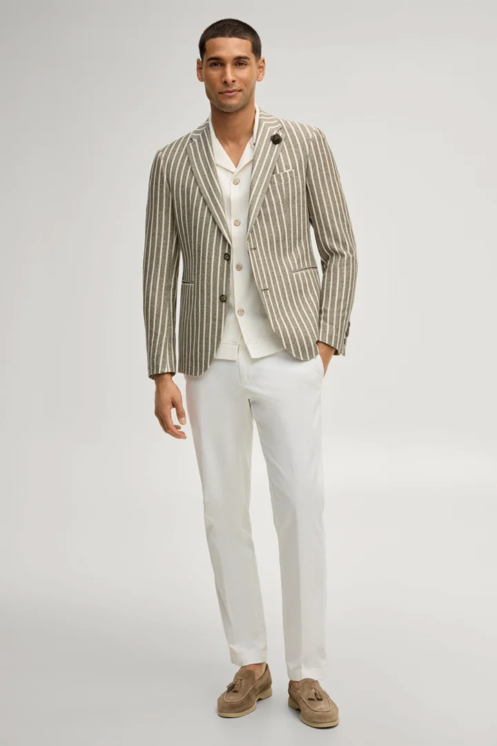 Führt zu Produktdetailseite „Sakko Hawksley in Khaki gestreift"