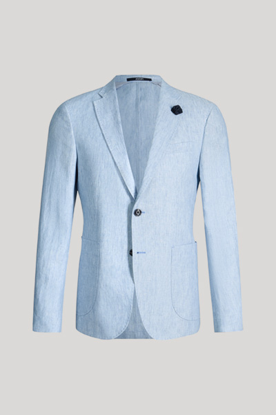 Führt zu Produktdetailseite „Leinen-Sakko Hoverest in Hellblau meliert"