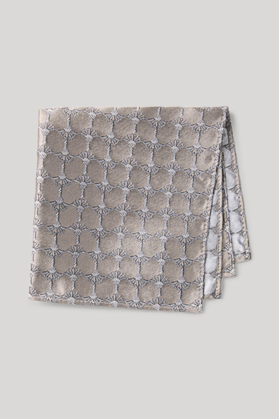 Cornflower-Seiden-Einstecktuch in Hellbraun/Grau gemustert