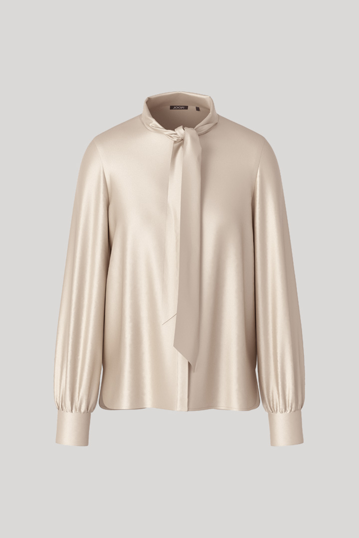 Leads to product detail page "Satin Blouse in Light Beige"