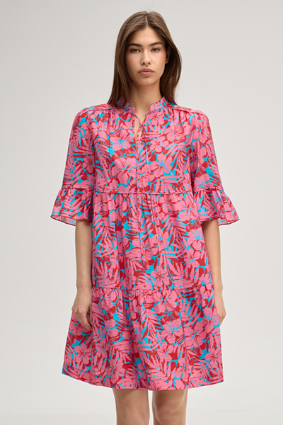 Devi dress in pink/blue patterned