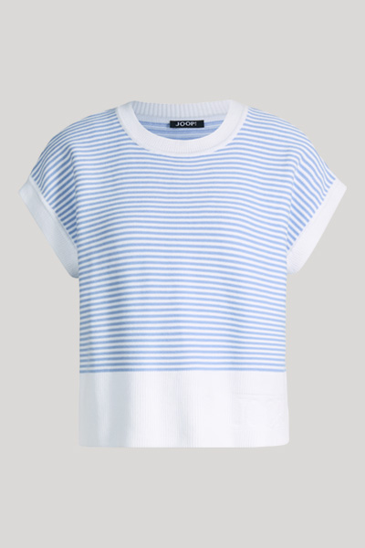 Kurzarmpullover Kipe in Hellblau/Weiß gestreift