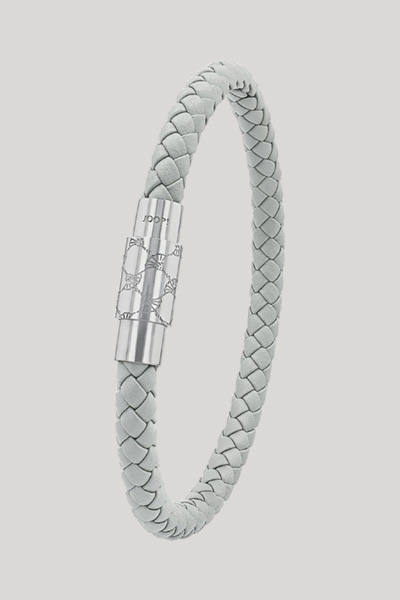 Prowadzi do strony produktu „Skórzana bransoletka ze stali nierdzewnej w kolorze jasnoszarym"