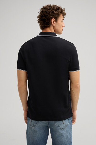 Agnello Piqué Polo Shirt in Black