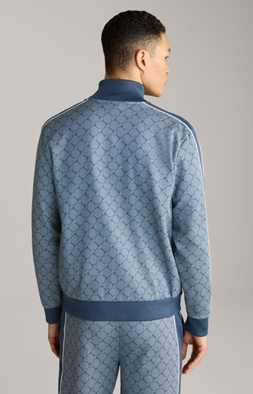 Tayfun Cornflower Sweatshirt Jacket in a Blue Pattern