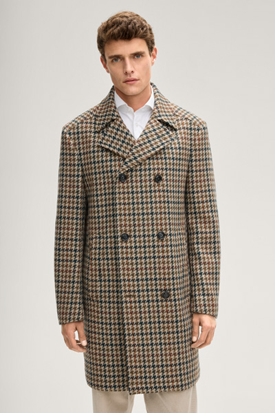 Mantel Beale in Beige Karomuster