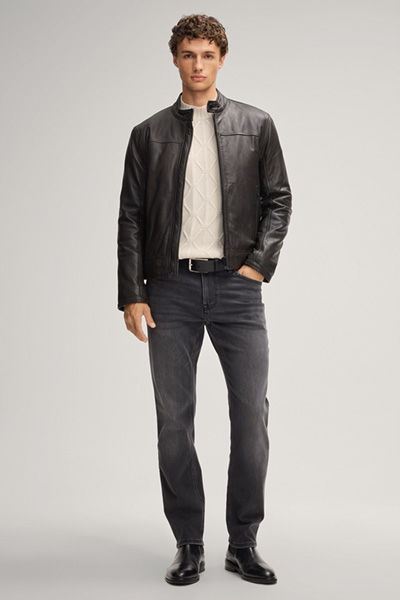 Cleary Leather Jacket in Anthracite