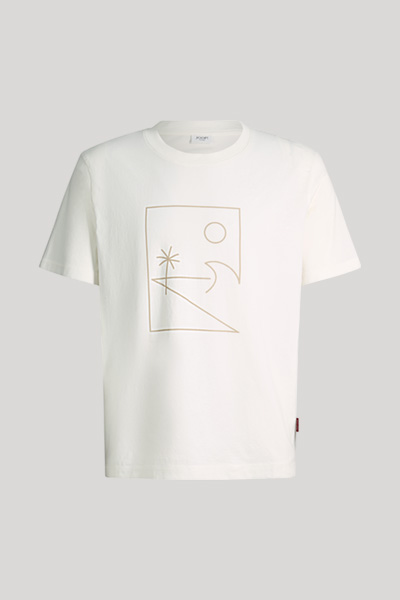 Leads to product detail page "Makoa T-shirt in off-white with a pattern"