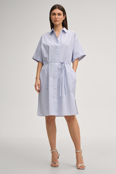 Hemdblusenkleid Davinia in Blau/Weiß gestreift