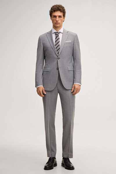 Leads to product detail page "Brad modular suit trousers in silver grey"