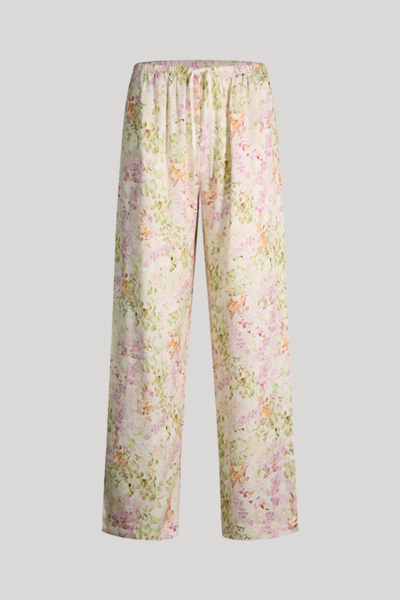 Loungewear fabric trousers Wild Bloom in cream/rosé floral