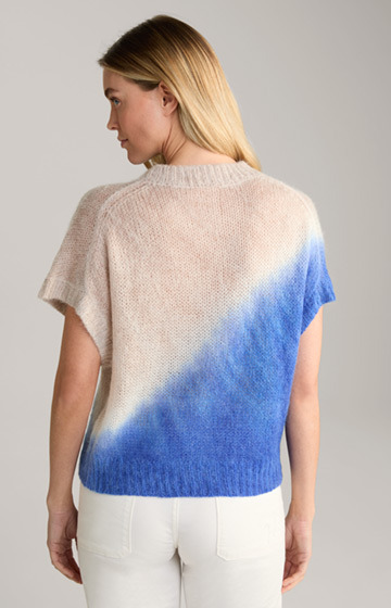 Sweter z mieszanki alpaki w kolorze beżowo-niebieskim