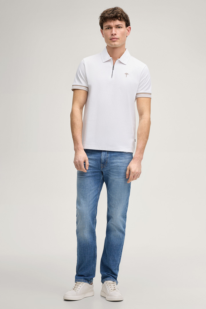 Führt zu Produktdetailseite „Zip-Poloshirt Warley in Weiß"