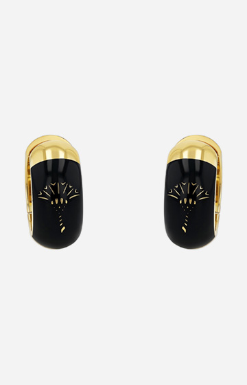 Hoop Earrings with Enamel Black in Gold/Black