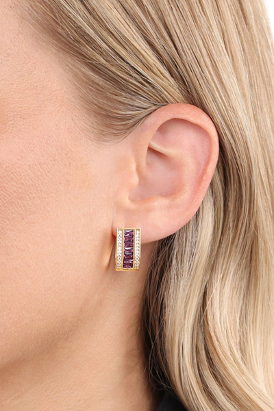 Zirconium Hoop Earrings in Gold