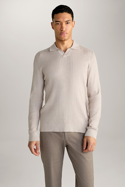 Polo-Longsleeve Sachar in Hellbeige