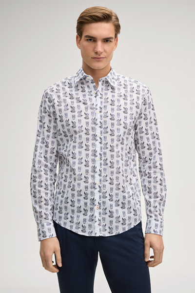 Hemd Hanson in Weiß gemustert