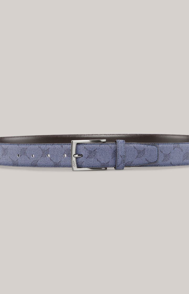 Leather Belt in Blue, patterned