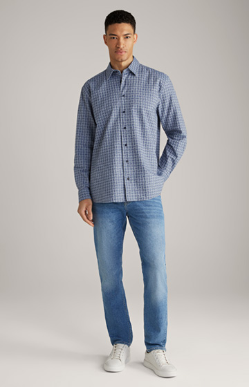 Hale Cotton Shirt in a Blue Pattern