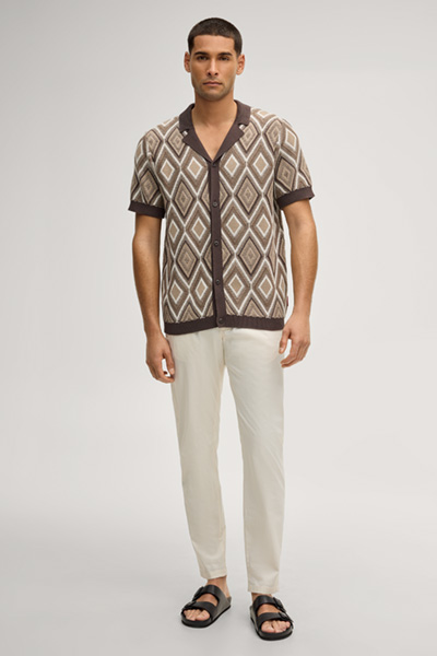 Diamor knitted shirt in brown/beige patterned