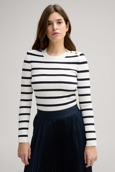 Kalotta Jumper in White/Navy Stripes