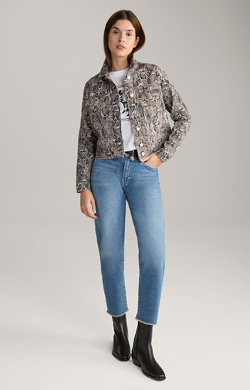 Animal Print Denim Jacket in Brown/Black