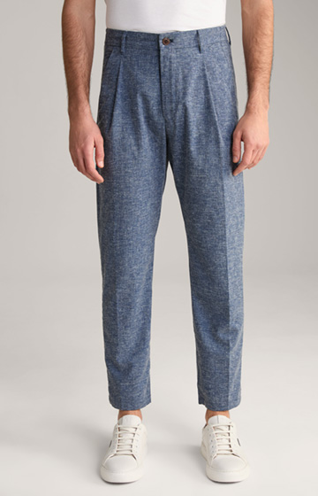 Lead Pleated Trousers in Blue Mélange