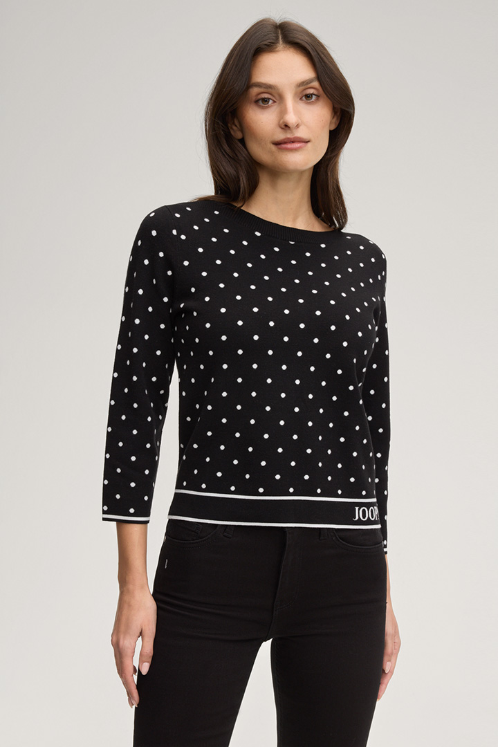 Führt zu Produktdetailseite „Pullover Konstantina in Schwarz/Weiß gepunktet"