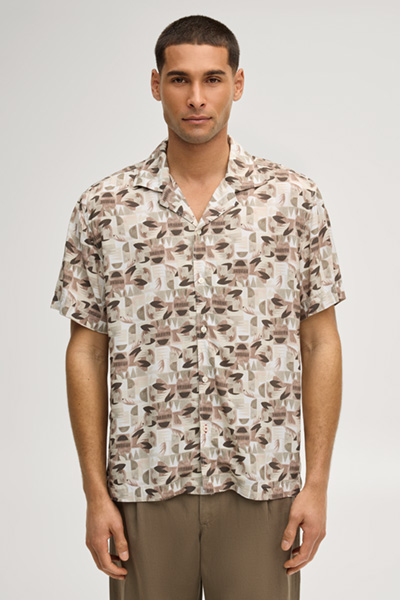 Kurzarm-Hemd Hanes in Beige gemustert