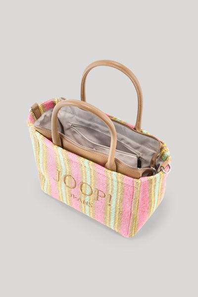 Leads to product detail page "Istria yvette shopper bag in rose and mint stripes"