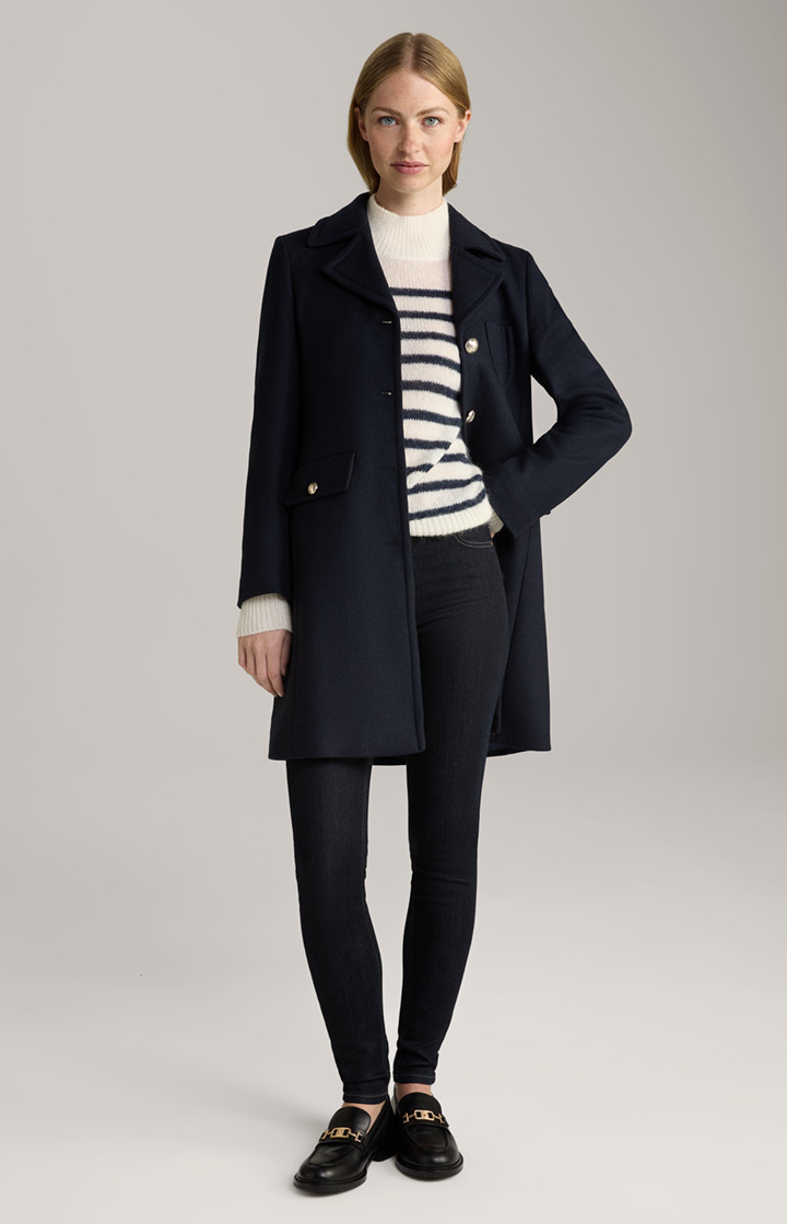 Wool Blend Coat in Navy