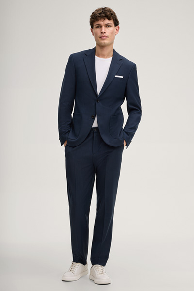 Dallas modular jacket in dark blue stripes