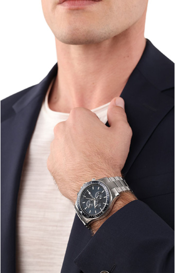 Herren-Armbanduhr in Silber/Blau