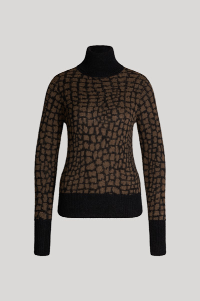 Rollkragenpullover Kordula in Schwarz/Braun gemustert