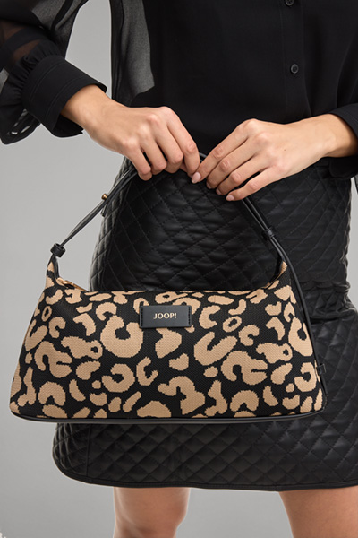 Notturno Grace Shoulder Bag in a Black/Beige Pattern