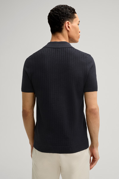 Mauron Knitted Polo Shirt in Dark Blue