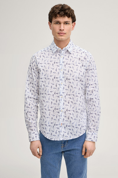 Hemd Hansen in Weiß gemustert