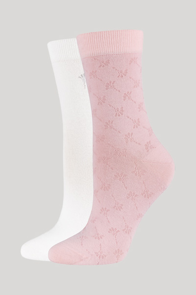 Leads to product detail page "2-pack of for your daily glam socks in pink and white"