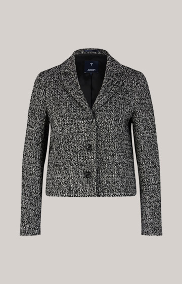 Tweed Cropped Blazer in a Black and White Pattern