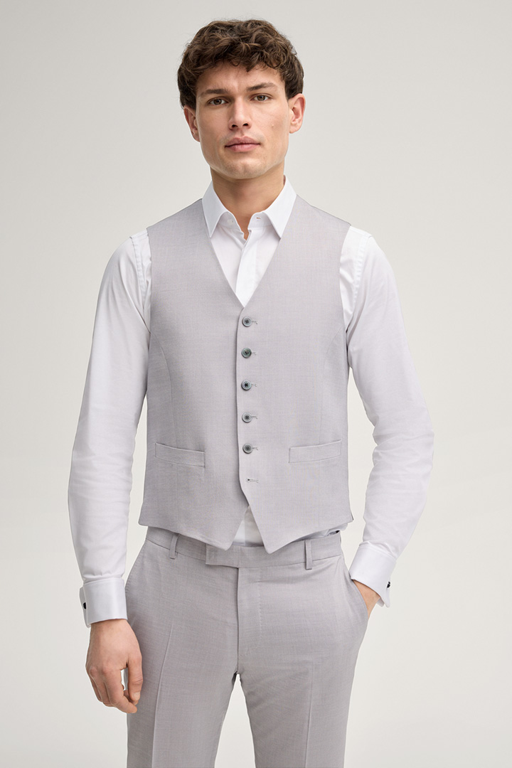 Leads to product detail page "Weazer Waistcoat in Light Grey"