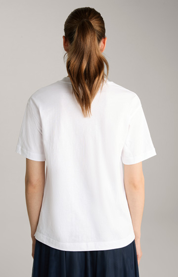 Cotton T-Shirt in White/Blue