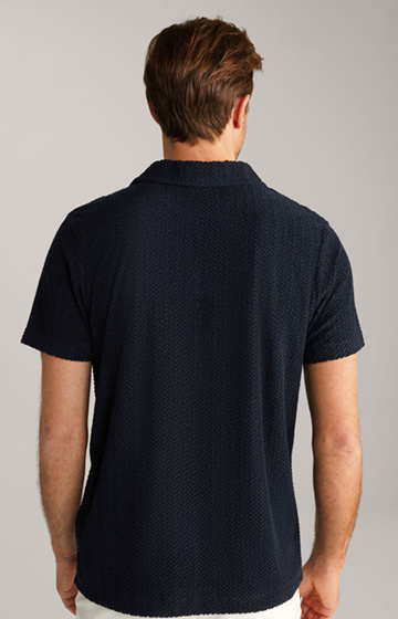 Piero Terrycloth Polo Shirt in Navy, textured