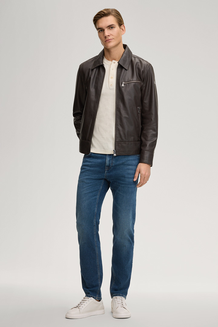 Führt zu Produktdetailseite „Lederjacke Aleks in Dunkelbraun"