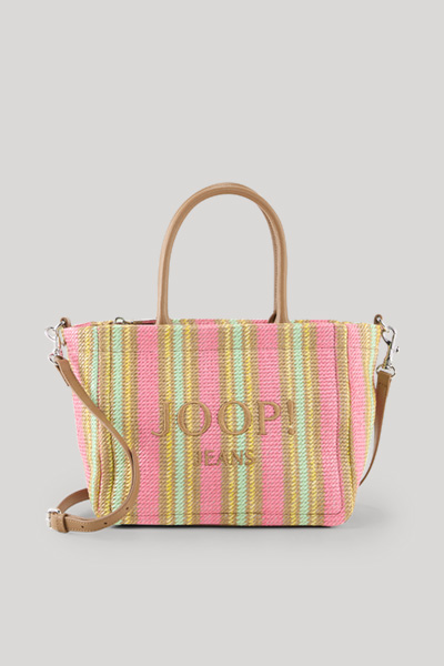 Leads to product detail page "Istria yvette shopper bag in rose and mint stripes"