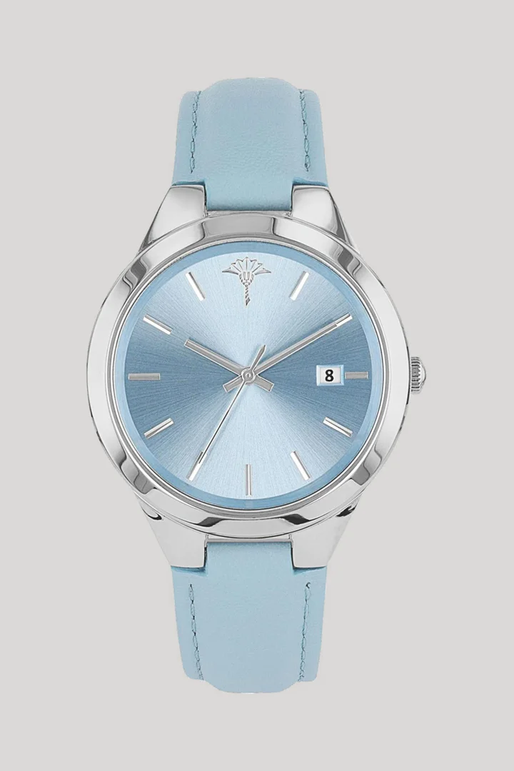 Leads to product detail page "Women's wristwatch in silver and light blue"