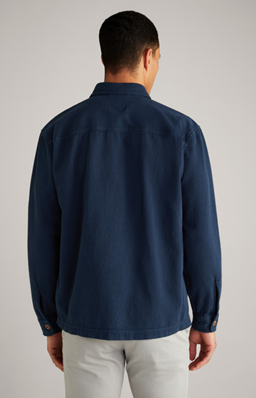 Harvi Cotton and Linen Overshirt in Navy