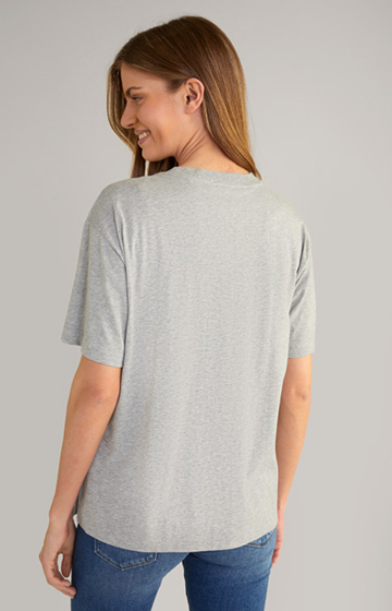 Baumwoll-T-Shirt in Grau Melange