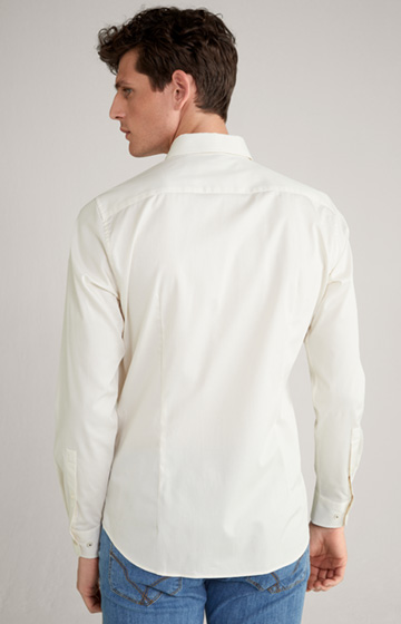 Twill-Hemd in Offwhite