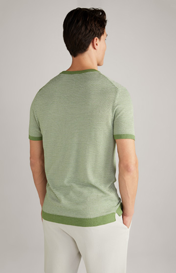 Strick-Shirt Madrin in Grün/Weiß gestreift