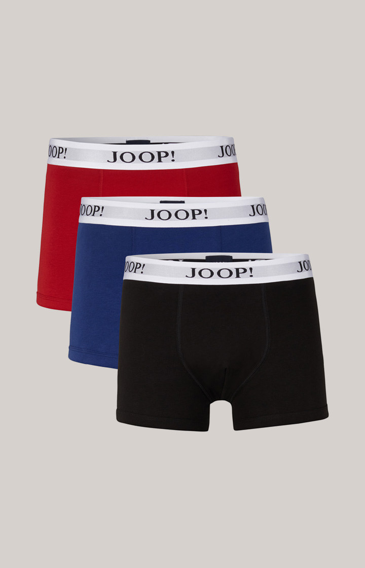 3-Pack of Fine Cotton Stretch Boxers in Black/Red/Blue
